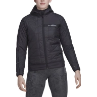 Chaqueta Adidas Terrex Insulation negra con capucha para senderismo.
