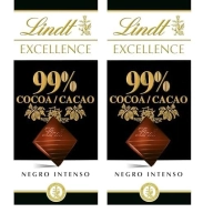 Chocolate Negro Lindt Excellence 99% Cacao, 2 Paquetes de 50g