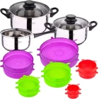 Batería San Ignacio 5pcs de cocina + 12 tapas de silicona
