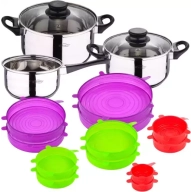 Batería San Ignacio 5pcs de cocina + 12 tapas de silicona