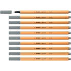Rotulador STABILO point 88 - 10 unidades color gris medio