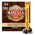 Cápsulas Ristretto Marcilla 200 | Intensidad 12 Nespresso