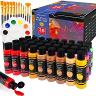 Set de 49 Piezas de Pintura Acrílica: 36 Colores y Pinceles