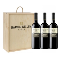 Estuche de madera con 3 botellas Reserva de vino tinto Rioja