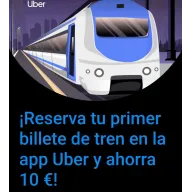 Ahorra 10 € reservando tu primer billete de tren en Uber