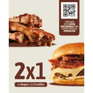 2x1 en Burgers o Medio Costillar en RIBS - Lunes a Domingo