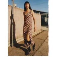 Vestido midi de cuadros estampado en varias tallas
