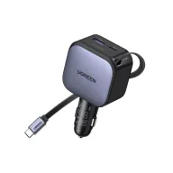 Cargador de Coche UGREEN 90W con Cable Retráctil USB C