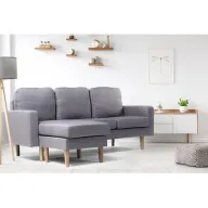 Sofá Gris Claro de 3 Plazas en Esquina