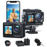 Cámara Deportiva 4K WOLFANG GA200 con Doble Pantalla 24MP