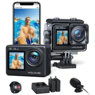 Cámara Deportiva 4K WOLFANG GA200 con Doble Pantalla 24MP