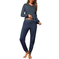 Pijama de Algodón Rayas Manga Larga y Pantalones Largos