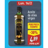 Aceite Oliva Virgen Extra Coosur 1l disponible desde el 16 de febrero