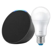 Altavoz inteligente Amazon Echo Pop y Bombilla Wiz, Bluetooth
