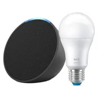Altavoz inteligente Amazon Echo Pop y Bombilla Wiz, Bluetooth