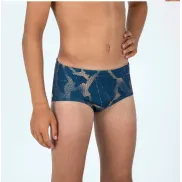 Slip de natación Decathlon para niño - Azul y Naranja