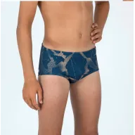Slip de natación Decathlon para niño - Azul y Naranja