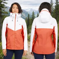 Chubasquero Impermeable Sailing 100 para Mujer Blanco y Naranja