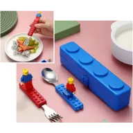 Set de acero inoxidable: cubiertos Lego con caja de almacenamiento