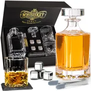 Set de regalo para amantes del whisky: decantador y vasos