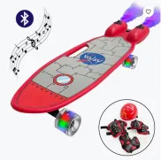 Skateboard 'Cohete' con Luz LED, Altavoz y KIT de Protección