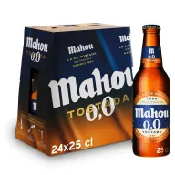 Mahou 0,0 Tostada, Pack 24 Botellas Refrescantes y Suaves