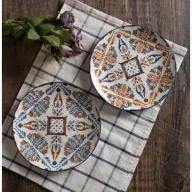 Pack Boho de 12 Platos de Porcelana 19,5x19,5x2 Surtidos