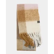 Bufanda de lana virgen con estampado vichy y flecos