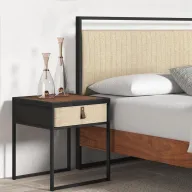 Mesita de noche de madera y metal Zinus, cajón amplio 43x45cm