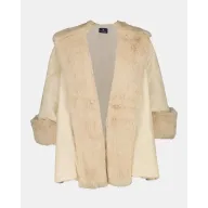 Capa de plumas con cuello y puños de conejo Latouche