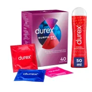 Durex - Mix Surtido 40 Condones + Lubricante Fresa 50ml