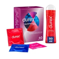 Durex - Mix Surtido 40 Condones + Lubricante Fresa 50ml