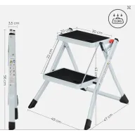 Escalera Plegable de 2 Escalones, Acero Resistente y Antideslizante