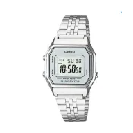 Reloj Digital Casio LA-680 Plateado para Mujer con Correa de Acero