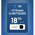 18€ al mes por 3 Líneas ILIMITADAS
