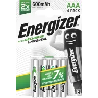 Pilas Recargables AAA Energizer NiMH 600 mAh (Paquete de 4)