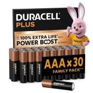 Pilas alcalinas Duracell Plus AAA – Paquete de 30 unidades