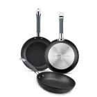 Juego de 3 sartenes de aluminio con mango de silicona