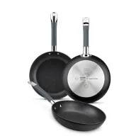 Juego de 3 sartenes de aluminio con mango de silicona