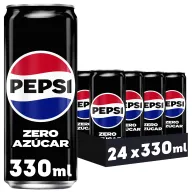 Pepsi Zero, pack de 24 latas de 330 ml, sin azúcar ni calorías.