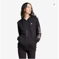 Sudadera Negra Mujer con Cremallera y Estampado Adidas