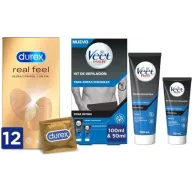 Kit Durex Sensitivos y Veet Men: 12 Condones + 2x50ml