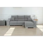 Sofa Chaiselongue Gris Claro OSCAR con Amplitud Derecha