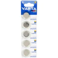 5 Varta Cr 2025 Pilas de Botón para Electrónica