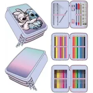 Estuche de Stitch con 3 Compartimentos Prácticos