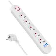 Regleta USB Maclean MCE394/MCE395 2500W, 1,5m, 5 Conectores