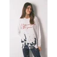 Pijama largo polar estampado Hogwarts para mujer - XS y S
