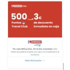 Descuento de 3€ en Eroski por 500 puntos Travel Club