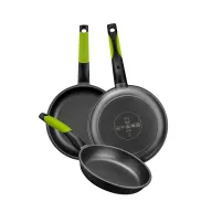 Set de 3 Sartenes Antiadherentes + Salvamanteles Verdes