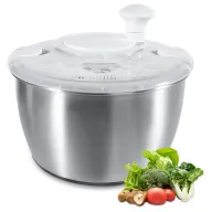 Centrifugador de ensalada grande de acero inoxidable, 4.5L.